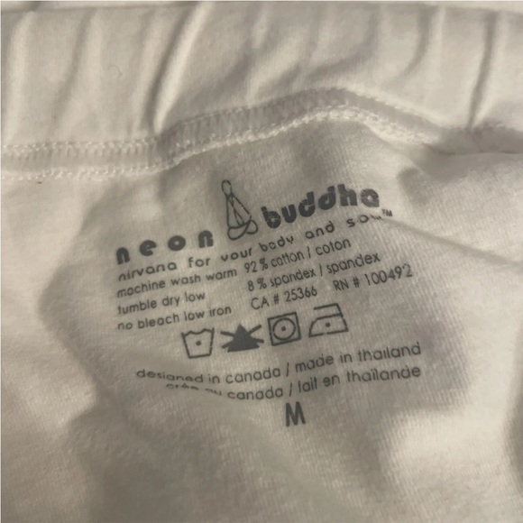 Woman’s Neon Buddha White Stretch Cotton Yoga Waist Tie Up Pants - Preowned - Picture 8 of 8